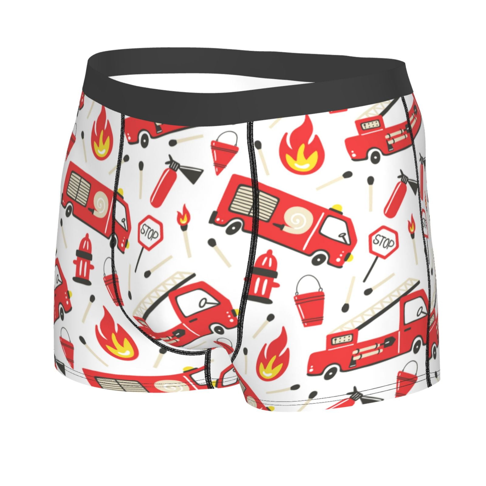 Kll Fire Truck Men'S Cotton Boxer Briefs Underwear-Medium