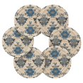 thumbnail image 6 of 6 Pcs Drink Coasters with Holder 3.94in Woven Coasters for Drinks Elegant Blue Flowers Pattern Coaster Set for Protection Table, 6 of 7
