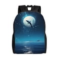 thumbnail image 1 of Fotbe Night Sky Moon Dolphin Mochila de Viaje para Laptop, Mochila Ejecutiva Delgada y Resistente 15.6", 1 of 8