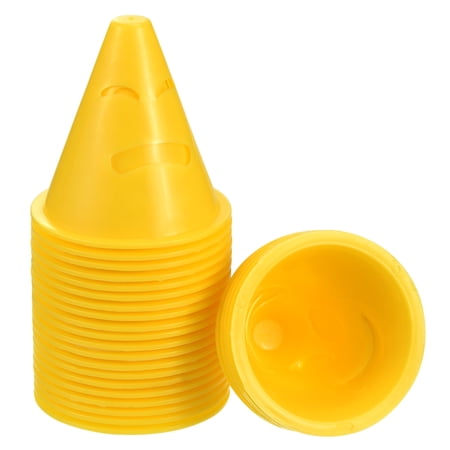 Uxcell Agility Cones Sports Cones Training Marker with Expression Holes  Yellow 50 Pack