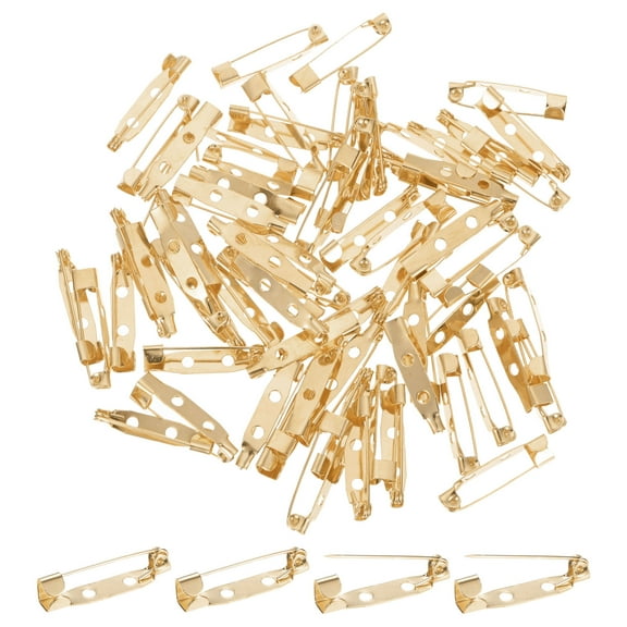60-Pack Bar Pins, 1 Inch Brooch Pin Backs Safety Clasp for Badges/Name Tags/Corsage/DIY Crafting Sewing Fabric[25mm, Light Golden]