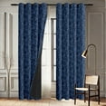 thumbnail image 4 of Vargottam Elegant Blue Botanical Pattern Curtains - Set of 2 Blackout Panels, 42 x 90 Inches - Noise Reducing & Energy-Efficient Room Darkening Window/Door Drapes for Modern Home Decor- Blue, 4 of 9