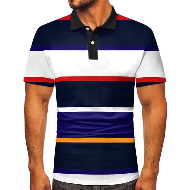 Gibobby Playera Polo Hombre Manga Corta Moda Casual Camisa(Marina,M)
