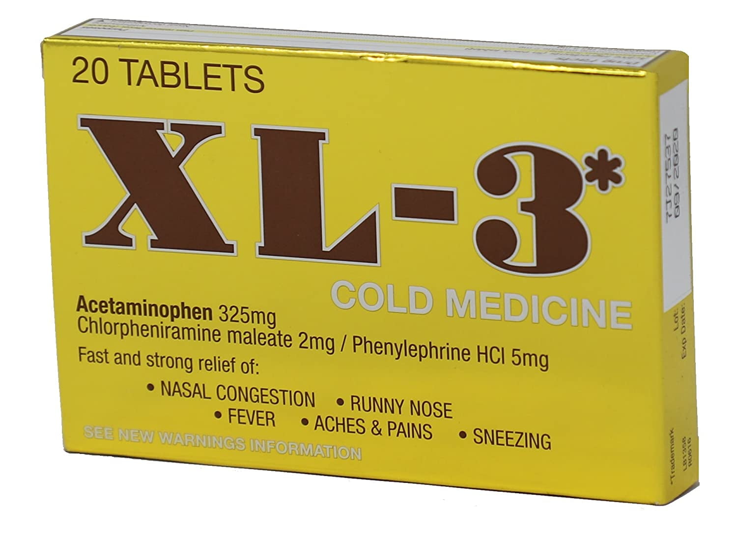 Xl-3 Cold Medicine Nasal Congestion & Fever Relief Tablets, 20 ct, 6 Pack