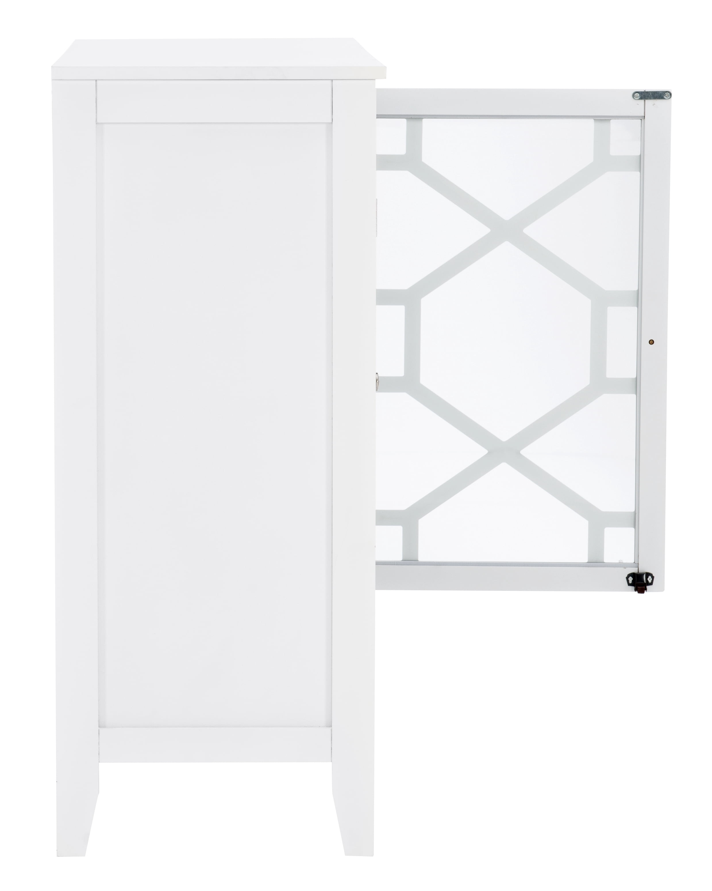 Linon Campbell 2-Door Glass Front Cabinet with 3 Shelves, White Finish