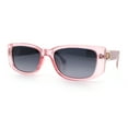thumbnail image 4 of Womens Narrow Rectangle Mod Luxury Fashion Plastic Sunglasses Pink - Smoke, 4 of 8