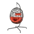 thumbnail image 5 of Ulax Furniture Patio Outdoor Indoor Rattan Hanging Basket Swing Chair with Stand and Cushion, Red, 5 of 6