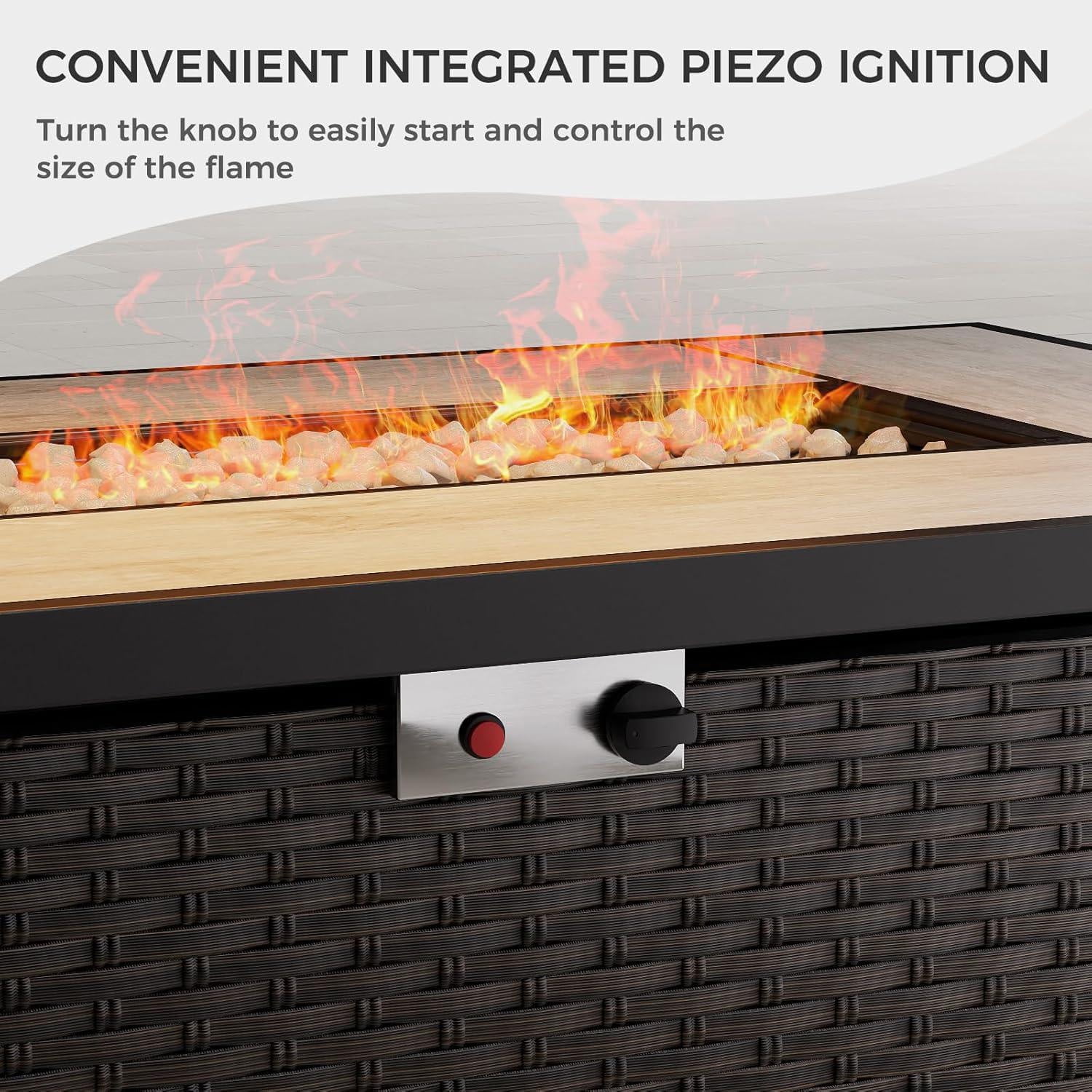 GRANDPATIO Outdoor 29 x 43 Inch Rectangle 50000 BTU Propane Fire Pit Table