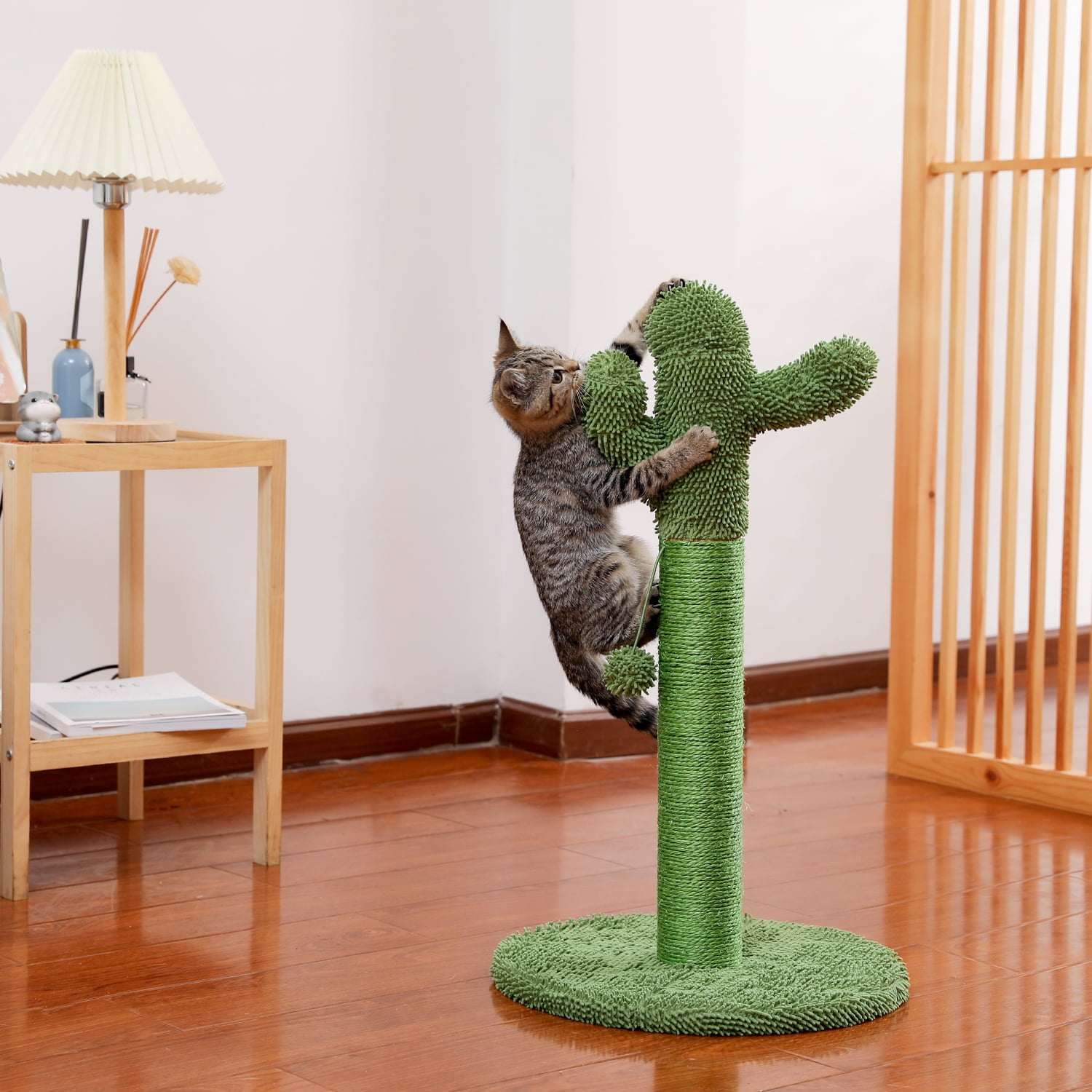 Kepooman Cat Scratching Post for Large Adult Cats Tree Catcus Cat Scratcher Toy Cute Kitten Kitty With Sisal Scratching Post Interactive Ball, Green Kepooman Cat Scratching Post for Large Adult Cats Tree Catcus Cat Scratcher Toy Cute Kitten Kitty With Sisal Scratching Post Interactive Ball, Green