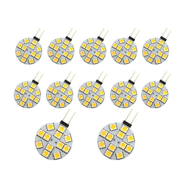 12 Pcs Lumières de Rondelle G4 Ampoules LED Base à Goupille Latérale Ronde G4 5050 12SMD LED pour Véhicule Récréatif Lumière de Lecture à Domicile, Blanc Chaud