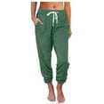 thumbnail image 2 of ALLLIST Pants for Ladies Elastic Waist Joggers Plain Green Knit Pants Teen's Pants, 2 of 7