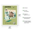 thumbnail image 2 of Austria - Austrian Woman in Dirndl Dress - KLM Royal Dutch Airlines - Vintage Airline Travel Poster c.1959 - Fine Art Matte Paper Print (Unframed) 20x26in, 2 of 4