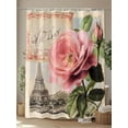 thumbnail image 4 of Shower Curtain Flowers Pink Shower Curtains for Bathroom, Waterproof Polyester Shower Curtain Set with Hooks, Extra Long 72" x 96" Eiffel Tower Vintage, 4 of 6