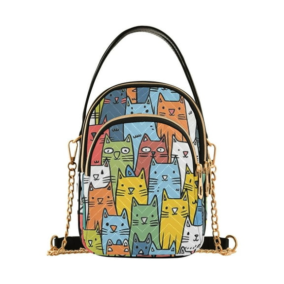 joogoo Women Cute Doodle Cats-a1 Chain Crossbody Bags Shoulder Handbag Phone Purse