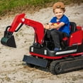 thumbnail image 3 of 2 IN 1 12V12AH Powered Kids Ride on Excavator Bulldozer 360°Electric Traxcavator 3-Speed w/Music,Toolbox,Remote Control（Red）, 3 of 25