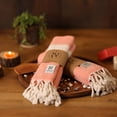 thumbnail image 4 of Luxury Linen Turkish Hand Towels for Bathroom Set of 2, Diamond Weave Soft Cotton, 16 x 40 Inches Decorative Peshtemal-Pack of 2, Orange, 4 of 7
