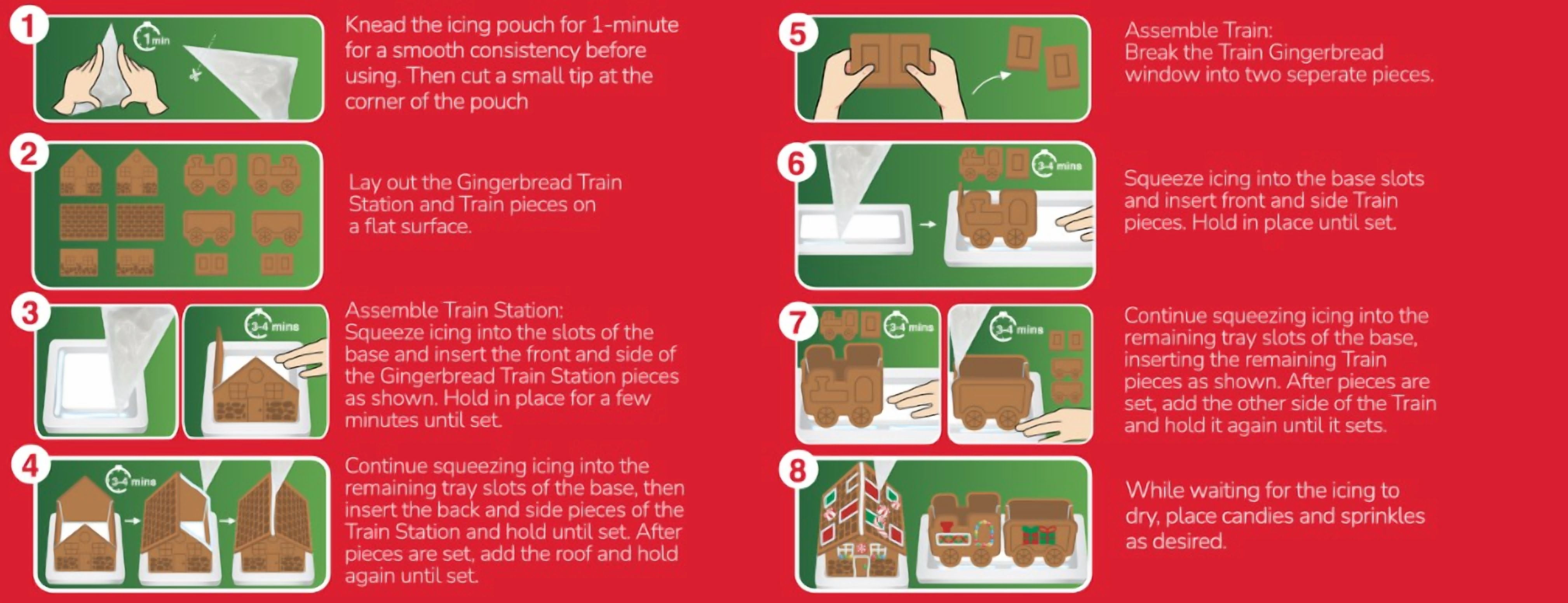 Pre-Built Gingerbread Christmas Train Station DIY Kit, Ready to Decorate, 44.79 oz