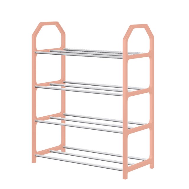 4-Tier Metal Frame Shoe Rack - Space-Saving Bedroom/Closet Organizer with Ventilated Shelves