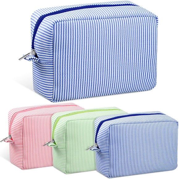 Bolsa de cosméticos Sanwuta Seersucker, bolsa de maquillaje, 3 unidades, para mujer