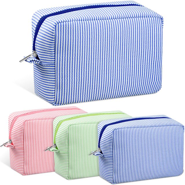Bolsa de cosméticos Sanwuta Seersucker, bolsa de maquillaje, 3 unidades, para mujer