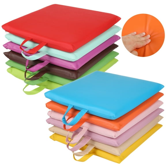 12 Pcs Floor Cushions, Square PU Floor Seatings for Little Ones, Classroom Flexible Carpet Cushions with Handles, Easy-to-Clean, Multiple Colors, Ideal for Schools, Nurseries, Playrooms