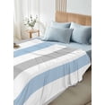 thumbnail image 4 of Light Blue Grey Stripe Twim XL Size Flat Sheet, Wrinkleproof & Fadeproof Cooling Flat Bed Sheet Only, Modern Farmhouse Vertical Striped Breathable Soft Bedding Top Sheets 66 x 102 Inches, 4 of 8