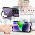 thumbnail image 6 of SaniMore Case for iPhone 15 Pro Max 6.7" 2023, [Flip Card Slot Design Kickstand] Removeable Wrist Strap Magnetic Car Mount Wear-resistant PU Leather Skin Shockproof Anti-drop Shell, Purple, 6 of 9