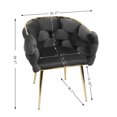 thumbnail image 7 of Luxury Modern Accent Chair, Leisure Velvet Armchair with Thick Woven Backrest and Gold Metal Frame, Upholstered Lazy Person Household Dresser Stool, Manicure Table Back Chair, Dining Chair, Black, 7 of 7