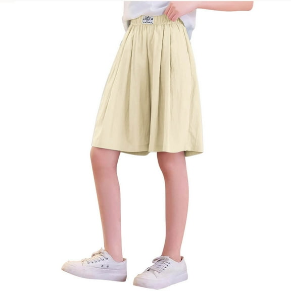 HomeGardon Back to School Girls Shorts,Shorts for Girls Children's Elastic Waist Shorts Sports Five Quarter Pants Mid Size Children's Summer Casual Comfortable Pants