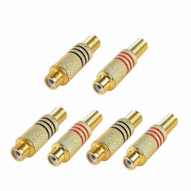 6-Pack Gold Plated RCA Female Connectors with Screws for o Video Inline Adapter Jack Plug