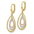 thumbnail image 2 of 14K Tri-Color Gold Earring Drop & Dangle Women'S Textured 43 mm 18, 2 of 3