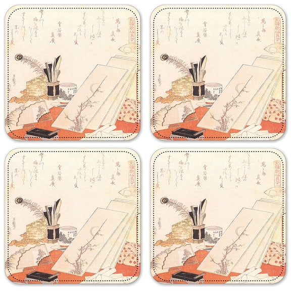 Vinyl Drink Coasters - Set of 4 - Hokusai: Shiragai