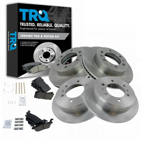 TRQ Front & Rear Posi Ceramic Brake Pad & Rotor Kit Fits Select Hummer Truck SUV