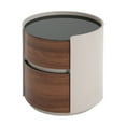 thumbnail image 3 of Christopher Knight Home 2-Tier Oval Side Table with Glass Top and Wood-Grain Drawers, Brown+Gray, 3 of 11