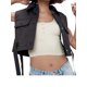 thumbnail image 1 of VISgogo Chaleco con cuello vuelto para mujer, tops cortos sin mangas de color liso con botones, verde militar/negro/marrón/rojo vino VISgogo  moda, 1 of 5