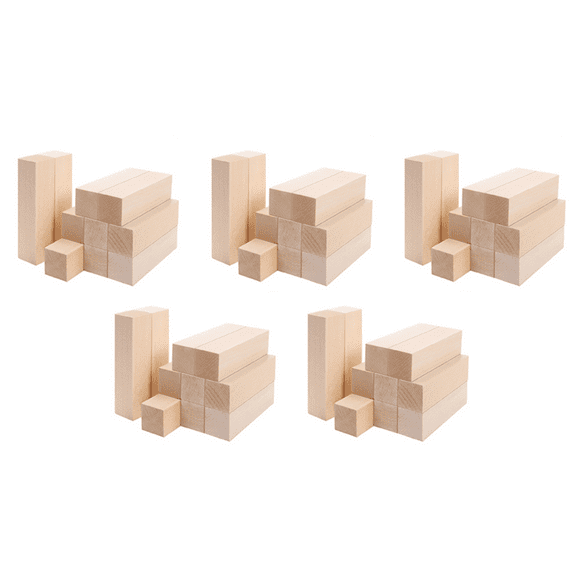 Large Carving Wood Blocks (50 Pack) 4 X 1 X 1 Inches Unfinished Basswood Project Craft Kit DIY Hobby Set for Beginners