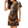 thumbnail image 2 of Disketp Jungle Meditating Lion para Camisón Corto de Manga Corta para Mujeres, Camisón Cómodo con Escote Redondo, Bonito y Confortable, 2 of 6
