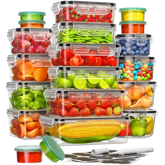 40-piece food storage box with lid (20 containers and 20 lids), BPA-free plastic food box, suitable for kitchen storage and finishing, leak-proof food preparation box