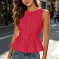 thumbnail image 7 of FchengtaiS Women's Cotton Linen Tank Tops Sleeveless Peplum Top Button Front Flared Hem Blouse Summer Casual Daily Clothes, 7 of 7