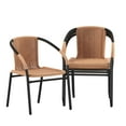 thumbnail image 2 of Emma + Oliver 4 Pack Beige Rattan Indoor-Outdoor Restaurant Stack Chair with Curved Back, 2 of 13