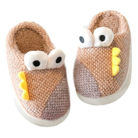 

Fsqjgq Toddler Girl Slippers Size 13 Kids Dinosaur Slippers for Girls Boys Slippers Comfy House Slippers Bedroom Home Slippers Winter Warm Indoor Shoes Little Girls Monkey Slippers Khaki 26/27（180）