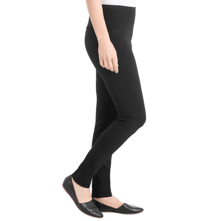 Dalia Womens Pull-on Ponte Pant with Built-in Tummy Control Panel Size: L,  Color: Black/Off-White Combo
