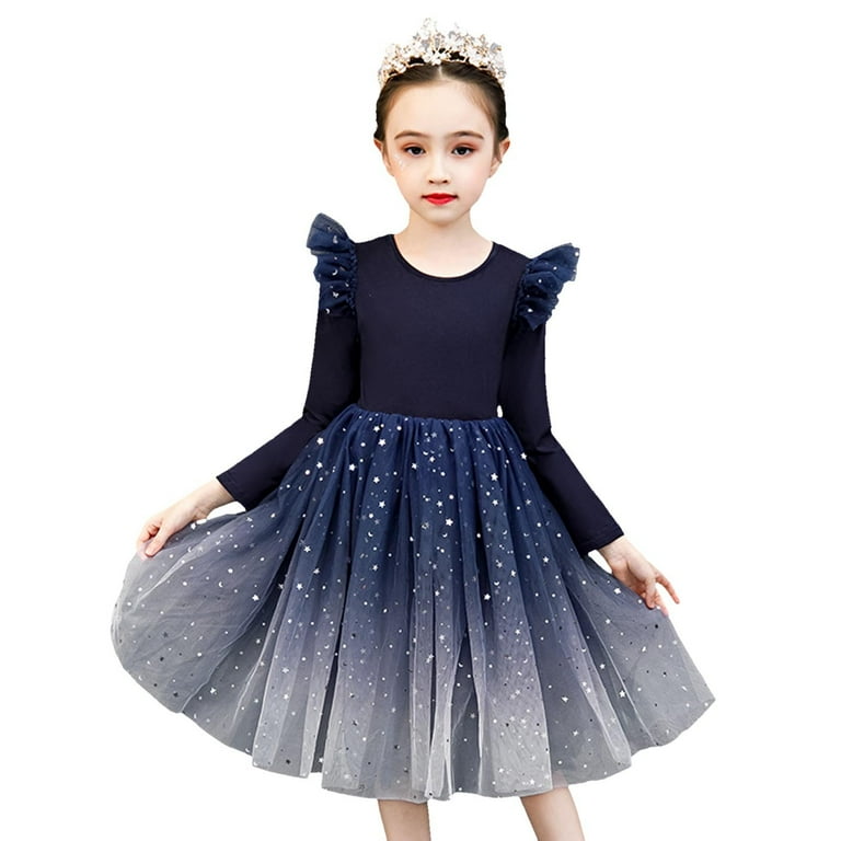 XEGLSBU Girls Christmas Dress Size 8 Plaid Long Sleeve Girls Party Dress  Snowflake Embroidery Gown for Holiday Winter Formal Occasions and Special  Events Navy-B Size 3-4 Years - Walmart.com