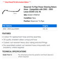 thumbnail image 2 of Reservoir To Line Power Steering Return Hose - Compatible with 2002 - 2003 ES300 3.0L V6, 2 of 2