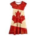 thumbnail image 4 of XEGLSBU Robe Fleurie pour Filles de la Fête du Canada, Mignonne, Imprimé de Feuilles d'Érable Rouges et Blanches, à Étages, Coupe Trapèze, avec Manches Volantées et Poches, Robe de Fête Confortable pour les Fêtes Canadiennes Cele, 4 of 5