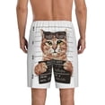thumbnail image 3 of Daiia Cat Holding Mugshot Sign Mens Woven Stretch Pajama Short,Short Pajama Pants-Medium, 3 of 9