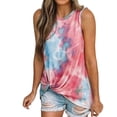 thumbnail image 1 of Qarigey Camiseta sin mangas con cuello y dobladillo retorcido con estampado teñido anudado para mujer Prendas para la parte del cuerpo Vino rojo S Qarigey AP001690-11, 1 of 6