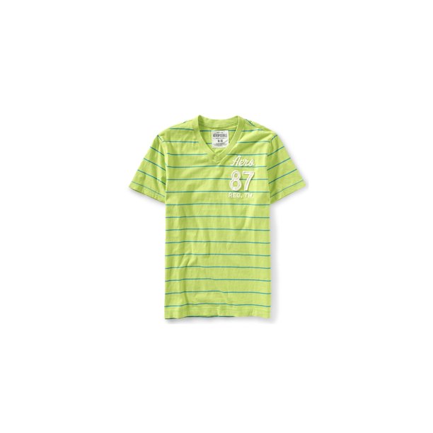 Aeropostale - Camiseta con adornos de rayas 87 para hombre, verde, extragrande Aeropostale Camiseta adornada