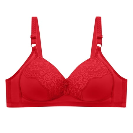 

Ympuoqn Summer Savings Women s Large Bras Womens Support Lace Wireless Bra Embroidered Elegant Everyday Bras Non-Steel Ring Full Coverage Push-Up Straps T-Shirt Bra Bralettes Red 48