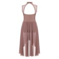 thumbnail image 4 of Yartina Kids Girls Shiny Sequin Lyrical Ballet Dance Dress Sleeveless High-Low Leotard Dress Modern Brown 14, 4 of 7